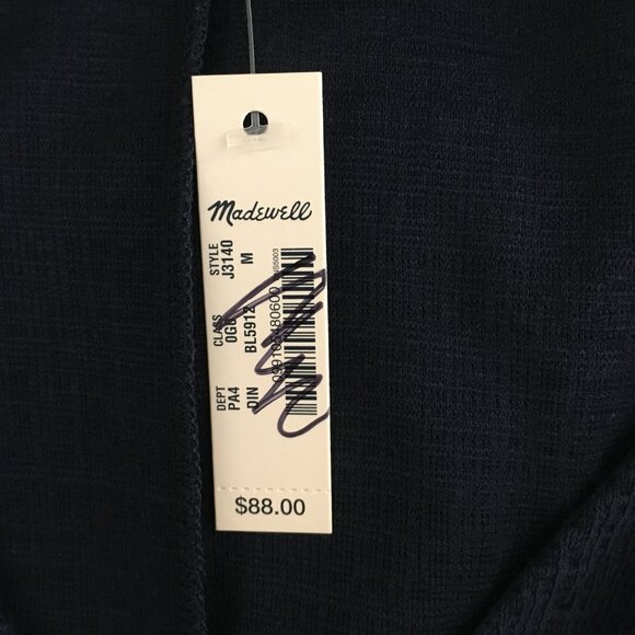 New, Madewell Texture & Thread Navy Blue Crosshatch Side Tie Dress Size Medium - Picture 10 of 12
